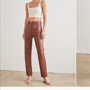 Aritzia wilfred free Cognac Leather Pants